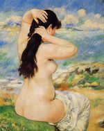 Nude fixing her hair 1885